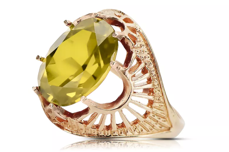 Yellow Peridot Original Vintage 14K Rose Gold Ring Vintage vrc003r